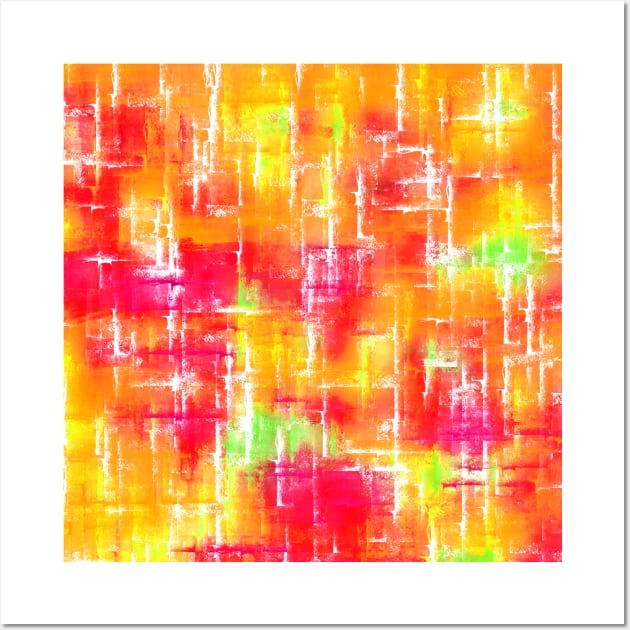 Random Intersections in Red Orange Yellow Green and White Wall Art by Klssaginaw